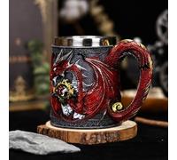 ZQXYXFUS Jarra De Cerveza Monster, Taza Loong Con Relieve 3D De Resina De Acero Inoxidable, Diseño Creativo Para El Hogar, Fiesta, Bar, Decoración, Taza Para Té, Café Y Leche(Red)