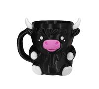 ZQXYXFUS Porta helado Highland Cow 2025, porta pintas de helado de vaca, funda para lata de cerveza, con mango anticongelante y dos cucharas(Black)