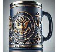 ZQXYXFUS Taza de café de acero inoxidable con temática militar, 355 ml, diseño decorativo en relieve 3D(Blue)
