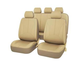 ZQYCD Fundas para Asientos de Coche para Hyundai Sonata YF 2009-2012, Delanteros Traseros Seat Cover Cuero Antideslizantes Impermeable Interior Accesorios,G/Beige