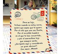 ZQYMM Manta De Mamá para Mi Hijo, Estilo Sobre Con Impresión De Carta, Duradera y Cómoda Franela para el Hogar, Regalos De Cumpleaños/Navidad