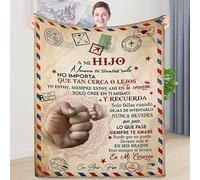 ZQYMM Manta Franela Personalizada para Sofá con Letras - Suave Papá Alienta y Ama para Hijo - Mensaje para Mi Hijo - Regalos De Cumpleaños y Navidad