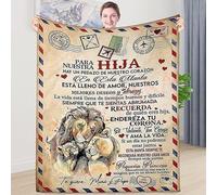 ZQYMM Manta para Hija de Papá y Mamá - Sofás, Carta de Mensaje Bendición Personalizado, Lana - Regalos de Cumpleaños Navidad Español