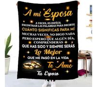 ZQYMM Manta para Mi Esposa De Marido, Mantas Personalizadas de Mensaje BendicióN EspañOl, súper Suave Manta para Sofá Invierno Esposa Regalos de Cumpleaños Navidad Halloween