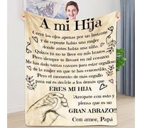 ZQYMM Manta para Mi Hija De Papá, Airmail con Letras Padre, De Carta De Mensaje Bendición Personalizado, Manta de Lana para Regalos de Cumpleaños Navidad Español