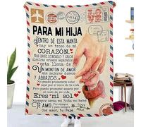 ZQYMM Manta para Mi Hija De Papá, Mantas Personalizadas de Mensaje BendicióN EspañOl, súper Suave Manta para Sofá Invierno Hija Regalos de Cumpleaños Navidad Halloween