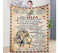 ZQYMM Manta para mi Hija de Papá y Mamá Manta de Franela para mi Hija, Mantas Personalizadas de Mensaje Bendición Español Franela Manta Personalizado Regalos de Cumpleaños Navidad
