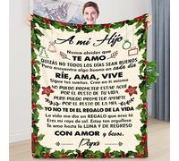 ZQYMM Manta para Mi Hijo De Papá, Airmail con Letras Padre para Hijo, De Carta De Mensaje Bendición para Personalizado Manta de Lana Hijo Regalos de cumpleaños Navidad Español