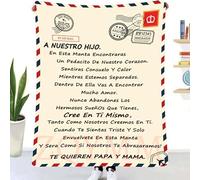 ZQYMM Manta para mi Hijo de Papá y Mamá Manta de Franela, Mantas Personalizadas de Mensaje Bendición Español Franela Manta Personalizado Regalos de Cumpleaños Navidad
