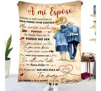 ZQYMM Manta para Mi Marido De Esposa, Mantas Personalizadas de Mensaje BendicióN EspañOl, súper Suave Manta para Sofá Invierno Marido Regalos de Cumpleaños Navidad Halloween
