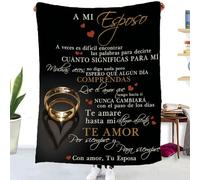 ZQYMM Manta para Mi Marido De Esposa, Mantas Personalizadas de Mensaje BendicióN EspañOl, súper Suave Manta para Sofá Invierno Marido Regalos de Cumpleaños Navidad Halloween