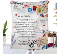 ZQYMM Manta para Mi Nieto De Abuela, Mantas Personalizadas de Mensaje BendicióN EspañOl, súper Suave Manta para Sofá Invierno Nieto Regalos de Cumpleaños Navidad Halloween