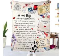 ZQYMM Manta Personalizada de Mensaje Bendición Española, Súper Suave Manta para Sofá Invierno Hijo Regalos de Cumpleaños Navidad Halloween, 150*200CM, Franela, Unisex, Personalizable, Bebe/Navidad