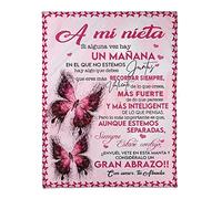 ZQYMM Mantas De Franela Suave Personalizada, Manta para Mi Nieta Carta De Abuela Fuzzy Throws Blanket,Manta para Sofá,Mantas De Oficina Nieta Regalos De Cumpleaños Navidad,Abuela A Nieta4,130 * 150CM