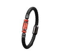 ZQYPENOZ Pulsera Cuero Hombre,Pulsera De Cuero para Hombre Jade Natural Joyería Pulseras con Cierre Magnético Brazalete Trenzado Clásico Hecho A Mano Accesorios De Joyería Piedra De Ágata 23 Cm