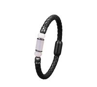 ZQYPENOZ Pulsera Cuero Hombre,Pulsera De Cuero para Hombre Jade Natural Joyería Pulseras con Cierre Magnético Brazalete Trenzado Clásico Hecho A Mano Accesorios De Joyería Cuarzo Rosa 21 Cm