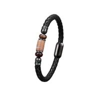 ZQYPENOZ Pulsera Cuero Hombre,Pulsera De Cuero para Hombre Jade Natural Joyería Pulseras con Cierre Magnético Brazalete Trenzado Clásico Hecho A Mano Accesorios De Joyería Ágata Marrón 23 Cm