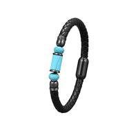 ZQYPENOZ Pulsera De Cuero Hombre,Pulsera De Cuero para Hombre Jade Natural Joyería Pulseras con Cierre Magnético Brazalete Trenzado Clásico Hecho A Mano Accesorios De Joyería Turquesa 23 Cm