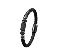 ZQYPENOZ Pulsera De Cuero,Pulsera De Cuero para Hombre Jade Natural Joyería Pulseras con Cierre Magnético Brazalete Trenzado Clásico Hecho A Mano Accesorios De Joyería Piedra De Lava 23 Cm
