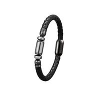 ZQYPENOZ Pulsera Hombre,Pulsera De Cuero para Hombre Jade Natural Joyería Pulseras con Cierre Magnético Brazalete Trenzado Clásico Hecho A Mano Accesorios De Joyería Hematita 23 Cm