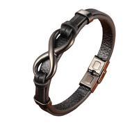 ZQYPENOZ Pulsera Hombre,Pulsera De Cuero Premium para Hombre Nudo Infinito Marrón Clásica Hecha A Mano Estilo Punk Regalo para Niño Accesorios De Joyería Color Negro 23 Cm