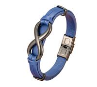 ZQYPENOZ Pulsera Hombre,Pulsera De Cuero Premium para Hombre Nudo Infinito Marrón Clásica Hecha A Mano Estilo Punk Regalo para Niños Accesorios De Joyería Azul 21 Cm