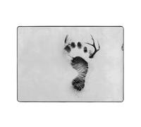 ZQYTGFDC Alfombra grande de felpa con diseño de huellas de ciervo de 80 x 58 pulgadas, tapete de franela antideslizante súper suave para dormitorio, sala de estar, guardería, lavable, con respaldo de