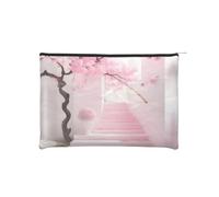 ZQYTGFDC Beach Coconut Sunshine - Organizador de artículos de tocador pequeño con cremallera para mujer, 8.9 x 6.5 pulgadas, para el día de San Valentín, amigas, novias, Escalera de cerezo rosa, One