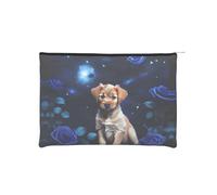 ZQYTGFDC Beach Coconut Sunshine - Organizador de artículos de tocador pequeño con cremallera para mujer, 8.9 x 6.5 pulgadas, para el día de San Valentín, amigas, novias, Cachorro rosa azul, One Size