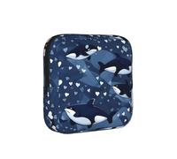 ZQYTGFDC Blue Killer Whale - Bolsa de higiene femenina, capacidad de 6 y 10 almohadillas, organizador pequeño para bolso, maleta, regalo para niñas y mujeres