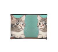 ZQYTGFDC Bolas coloridas con cremallera para mujer, 8.9 x 6.5 pulgadas, organizador pequeño de artículos de tocador para el día de San Valentín, amigos, novias, Un gato curioso, One Size