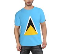 ZQYTGFDC Camiseta de manga corta para hombre, diseño de bandera de Santa Lucía, absorbe la humedad, tallas S-3XL, Negro, XL