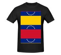 ZQYTGFDC Camiseta ligera con estampado original de la bandera de Venezuela para hombre, camisetas de cuello redondo para hombre, 100 % algodón puro, Negro, 5XL