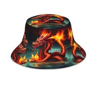 ZQYTGFDC Cosmic Saturn - Gorro reflectante para mujeres y hombres, gorra de pescador, gorra reversible de verano y playa, Rey Dragón en Fuego, Talla única