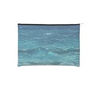 ZQYTGFDC Deep Sea Whales - Organizador de artículos de tocador pequeño con cremallera para mujer, 22,5 x 16,5 cm, para el día de San Valentín, amigas, novias, negro, azul (the deep blue sea), One Size