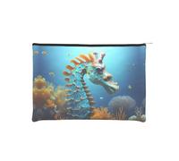 ZQYTGFDC Deep Sea Whales - Organizador de artículos de tocador pequeño con cremallera para mujer, 22,5 x 16,5 cm, para el día de San Valentín, amigas, novias, Azul Seahorse, One Size