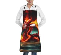 ZQYTGFDC Delantal de cocina Dragon King in Fire para mujer, tela impermeable