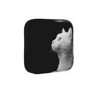 ZQYTGFDC Gato blanco mirando a la distancia bolsa de higiene femenina, capacidad de 6 y 10 almohadillas, pequeño organizador para bolso, maleta, regalo para niñas y mujeres