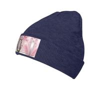ZQYTGFDC Gorro de esquí unisex con diseño de flor de cerezo rosa para hombres y mujeres, cálido invierno negro, gorro de esquí suave y cálido, azul marino, Talla única