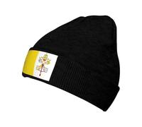 ZQYTGFDC Gorro de punto con la bandera del Vaticano para hombre y mujer, cálido, de invierno, color negro, suave, cálido, para esquí, unisex, Negro, Talla única