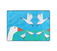 ZQYTGFDC Happy White Goose - Alfombra de felpa grande de 80 x 58 pulgadas, tapete de franela antideslizante súper suave para dormitorio, sala de estar, guardería, lavable, con respaldo de goma