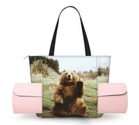 ZQYTGFDC Hi Bear Sit on the Lawn - Bolsa de yoga, gimnasio, hombro, baile, playa, trabajo de momia, bolsillo principal con cremallera, soporte para esterilla de yoga