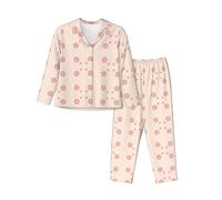 ZQYTGFDC Little Pink Cherry Blossoms - Conjunto de pijama para mujer, manga larga, pantalones con bolsillo, ropa de dormir, Negro, L