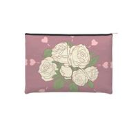 ZQYTGFDC Lotus Flowers waiting to bloom - Organizador de artículos de tocador pequeño con cremallera para mujer, 22 x 16,5 cm, para el día de San Valentín, amigas, novias, Rosa blanca del amor, One