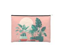 ZQYTGFDC Lotus Flowers waiting to bloom - Organizador de artículos de tocador pequeño con cremallera para mujer, 22 x 16,5 cm, para el día de San Valentín, amigas, novias, Hermosas plantas verdes en