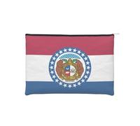 ZQYTGFDC Mighty Highland Yak - Organizador de artículos de tocador pequeño con cremallera para mujer, 22,5 x 16,5 cm, para el día de San Valentín, amigas, novias, Bandera del estado de Missouri, Talla