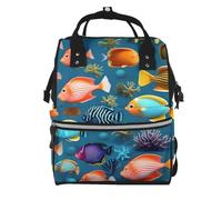 ZQYTGFDC Mochila multifuncional para pañales con diseño de mariposa azul girasol, bolsa de pañales de gran capacidad con mamás y papás, viajes y uso diario, Submarine Reef Fish, Talla única