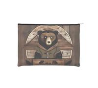 ZQYTGFDC Mystery Butterfly - Organizador de artículos de tocador pequeño con cremallera para mujer, 8.9 x 6.5 pulgadas, para el día de San Valentín, amigas, novias, Oso rústico, Talla única