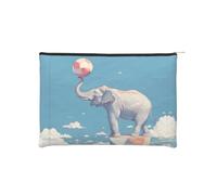 ZQYTGFDC Plant Aesthetics - Organizador de artículos de tocador pequeño con cremallera para mujer, 8.9 x 6.5 pulgadas, para el día de San Valentín, amiga, novia, Baby Elephant Heads the Ball, One Size