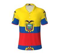 ZQYTGFDC Polo con la bandera de Ecuador, transpirable y cómodo, adecuado para ocasiones informales de negocios de hombre., Negro, XXL